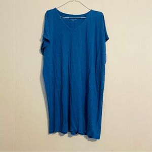 EILEEN FISHER Women’s Dress Size S Oversized Organic Linen V Neck Short Sleeve